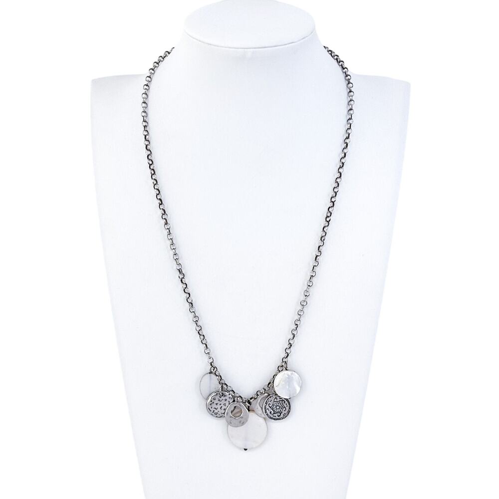 Vintage Sterling Silver 925 Silpada Mother of Pearl Charm Necklace | 17"-19.5"